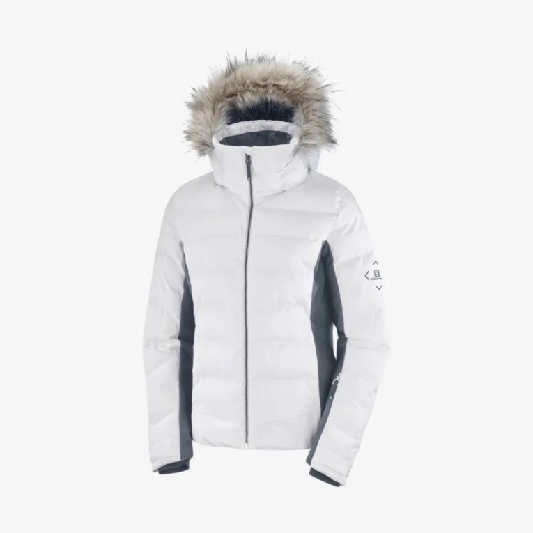 Dámské Lyžařské Bundy Salomon Stormcozy Insulated Hoodie Bílé | CZ 68VZRKS